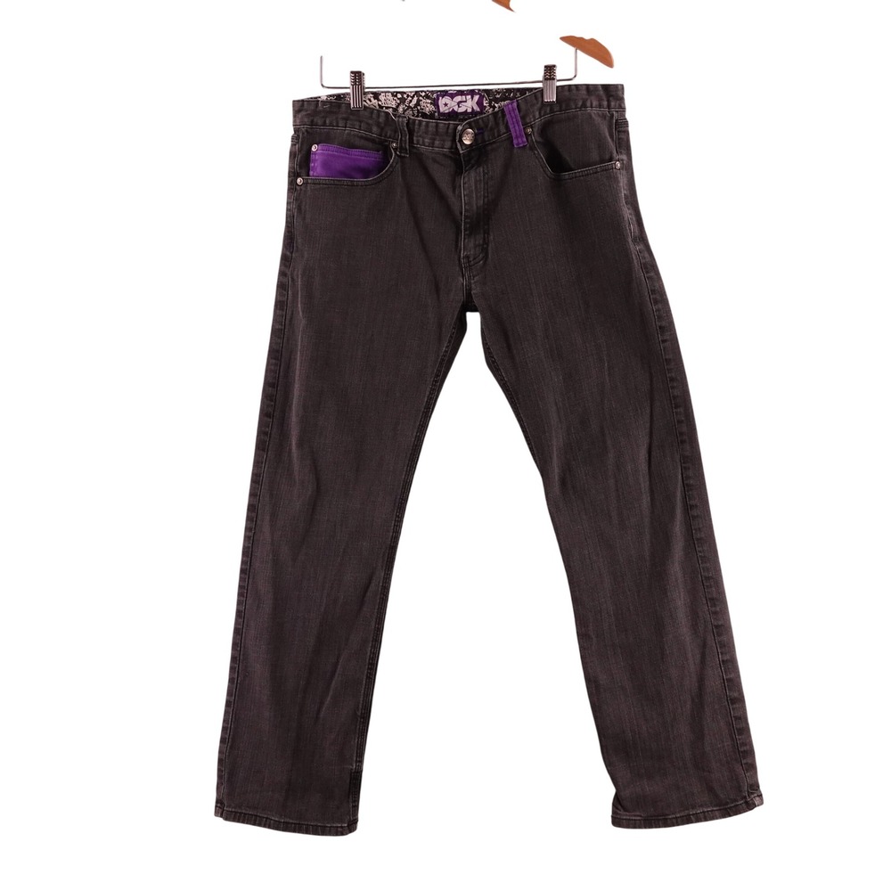 DGK All Day‎ Mens Black Faded Denim Skate Jeans Size 38 Selveged Baggy Y2K